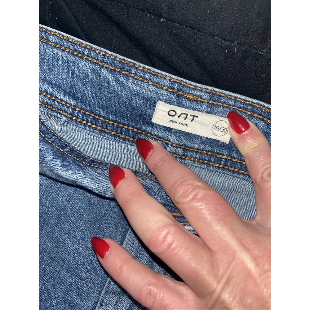 Oat NY Jean Powder Light 10/30 Distressed Hem Bell Bottom Wide Leg High Rise - Picture 4 of 8